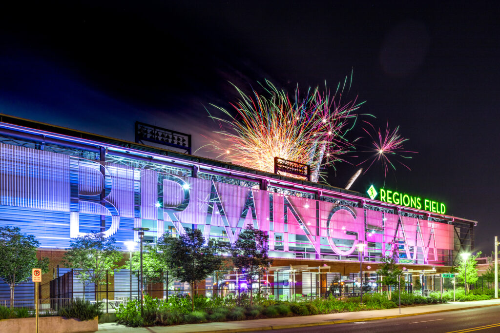 Downtown Birmingham AL for the best proposal spot for engaged couples with fireworks